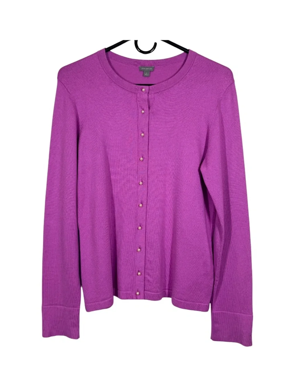 Ann Taylor Women's M Magenta Pearl Button Cardigan Silk Cashmere Blend